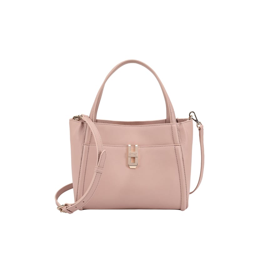 Paul Costelloe Paul Costelloe Women's Madeline Leather Multiway Grab Bag in Dusty Pink - 1