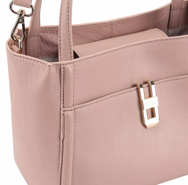 Paul Costelloe Paul Costelloe Women's Madeline Leather Multiway Grab Bag in Dusty Pink - 3