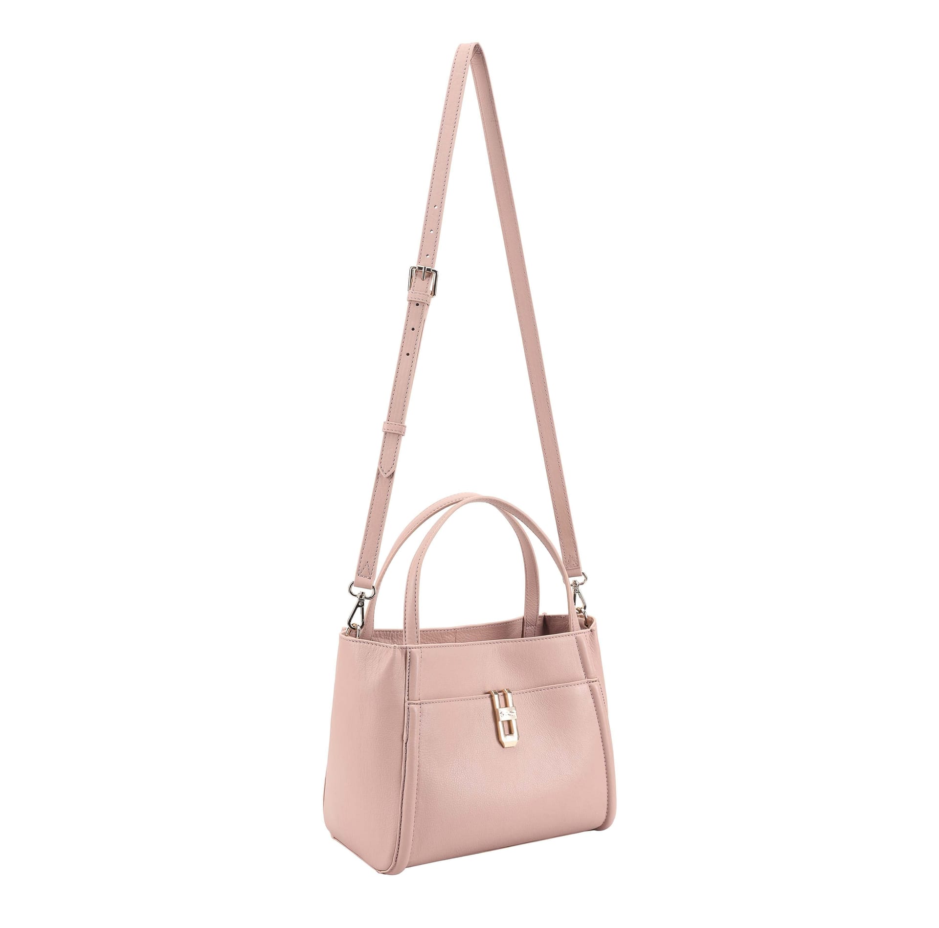 Paul Costelloe Paul Costelloe Women's Madeline Leather Multiway Grab Bag in Dusty Pink - 4