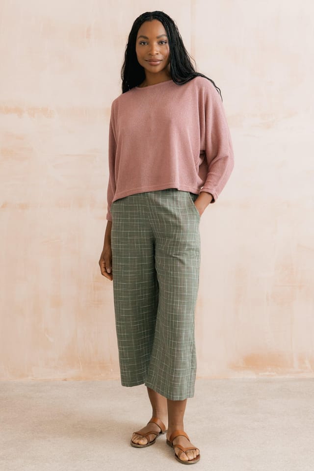 Lily & Me Lily & Me Women's Greta Checked Cotton Cropped Trousers - 2