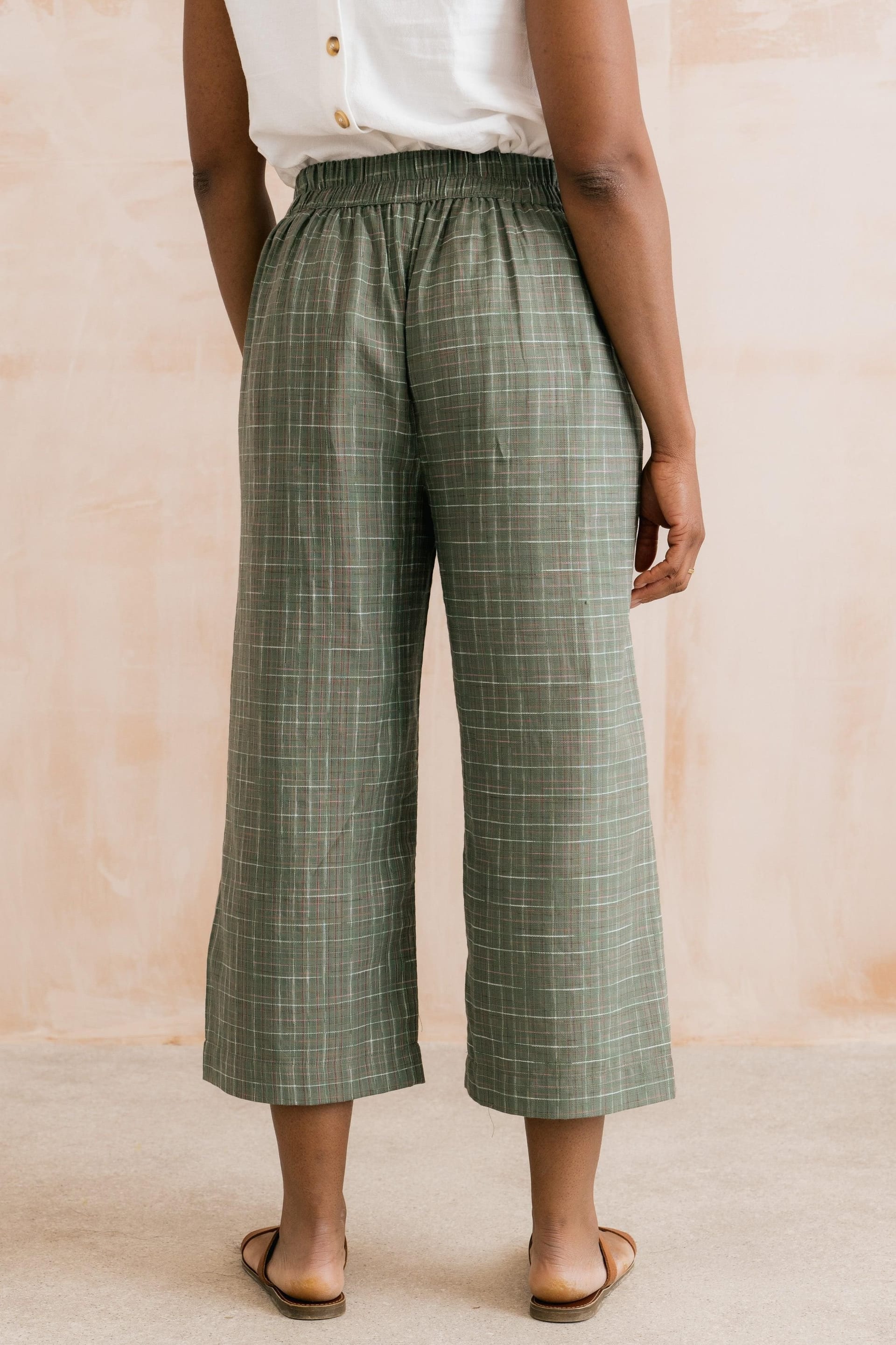 Lily & Me Lily & Me Women's Greta Checked Cotton Cropped Trousers - 4