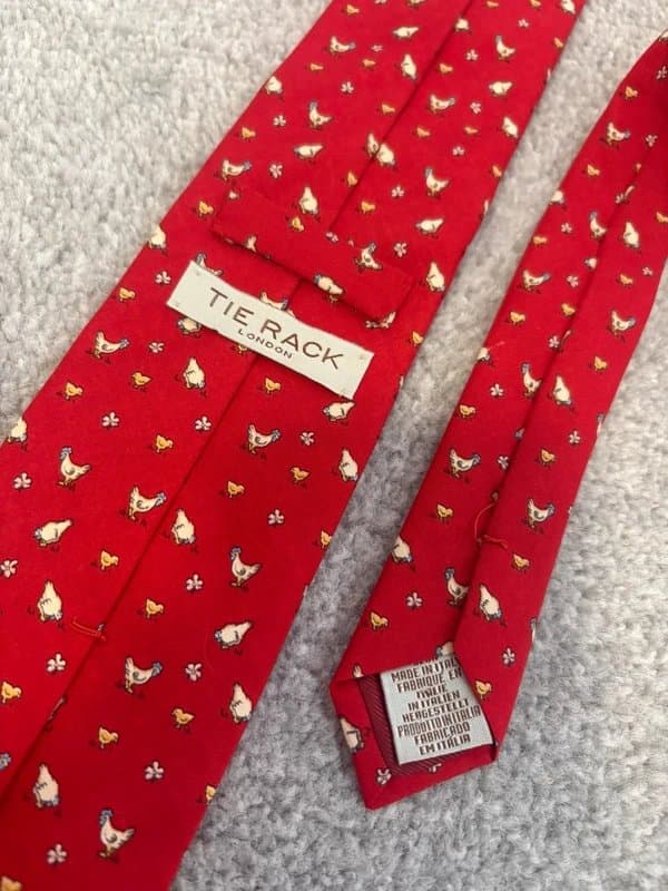 Tie Rack Tie Rack London quirky chicken Red Silk Tie Novelty Print Made in Italy