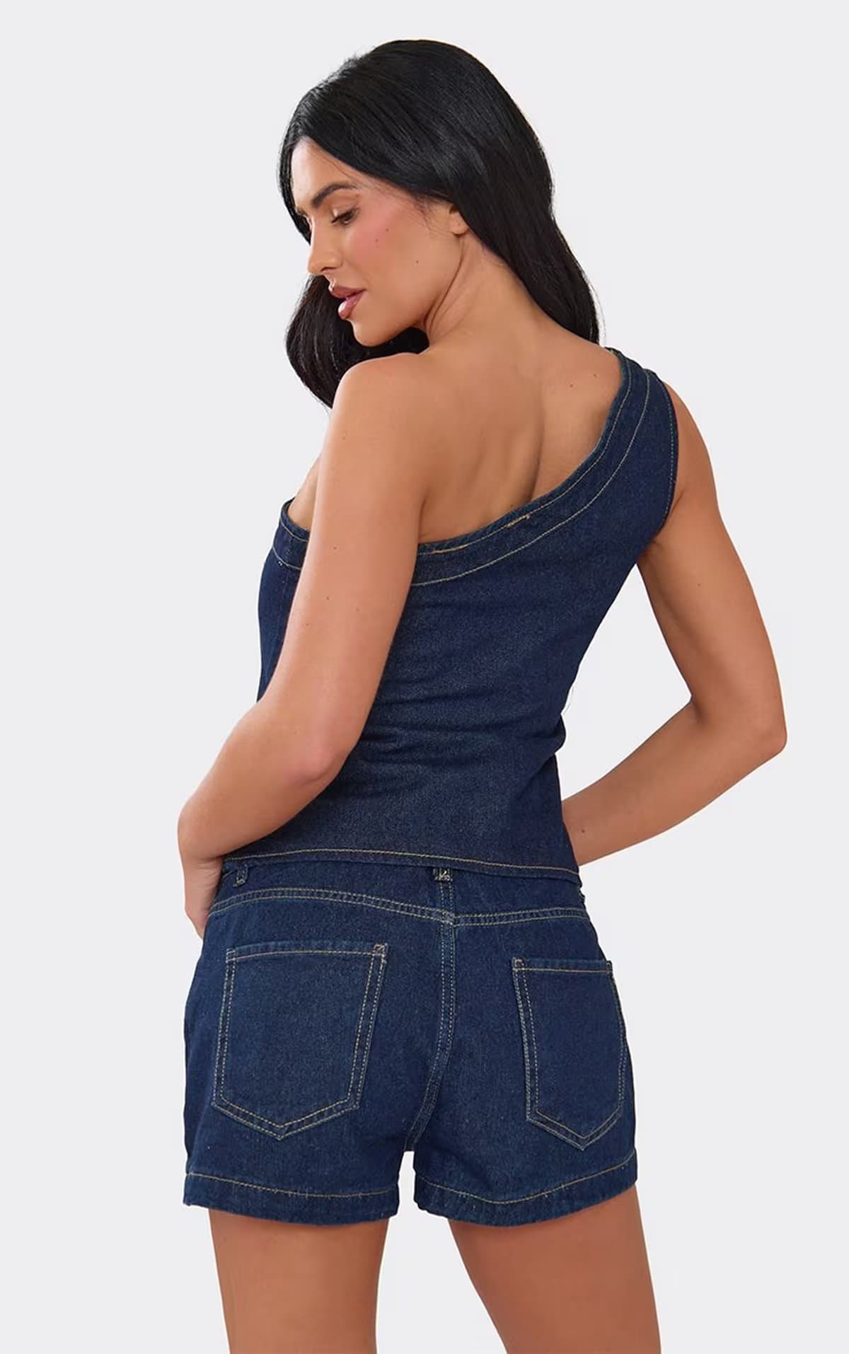 EGO Mid Rise Shorts In Indigo Denim, Women's Size UK 6