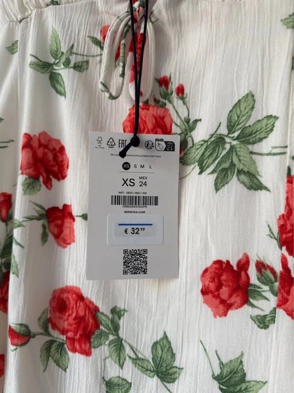 Bershka Bershka White Floral Summer Dress Size XS