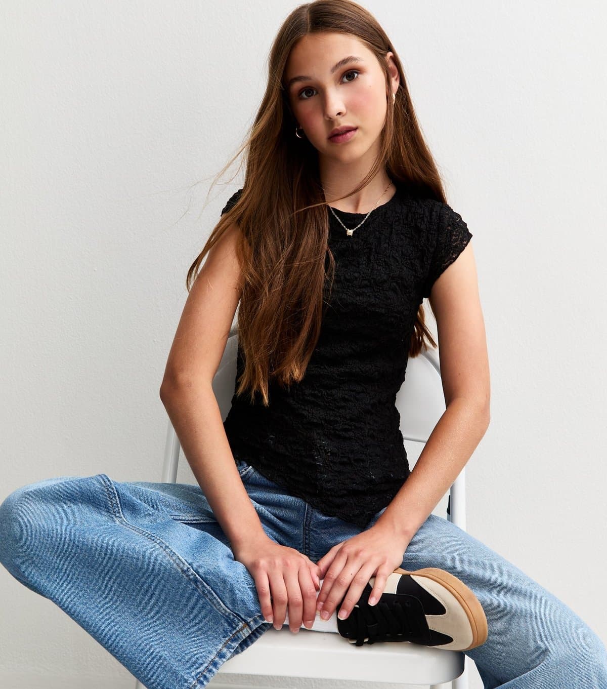 New Look New Look Black Lace Asymmetric Hem Top