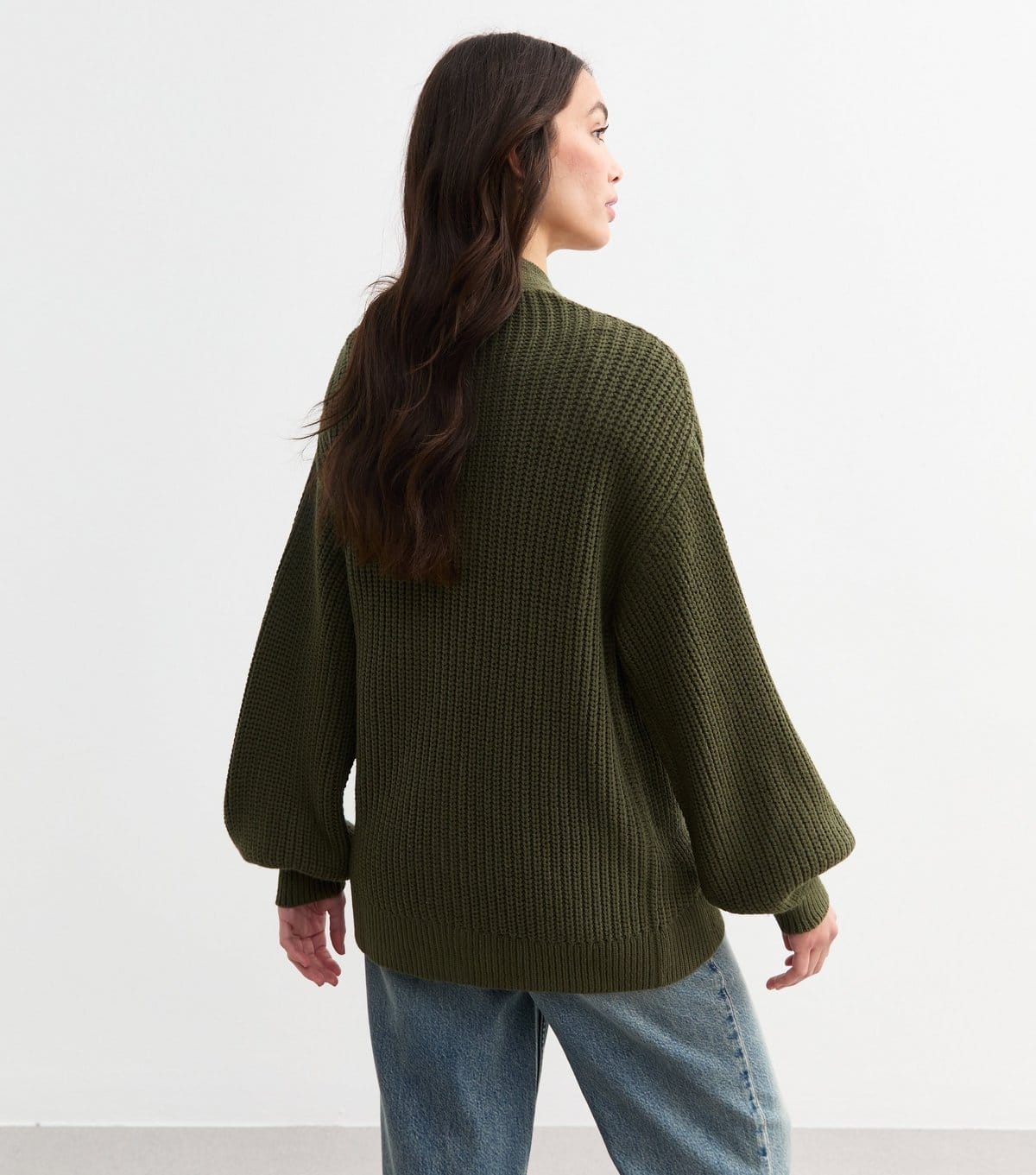 New Look Women's Khaki Balloon Sleeve Chunky Knit Cardigan New Look - 4