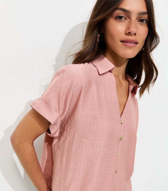 New Look Women's Petite Light Pink Short Sleeve Shirt New Look - 2