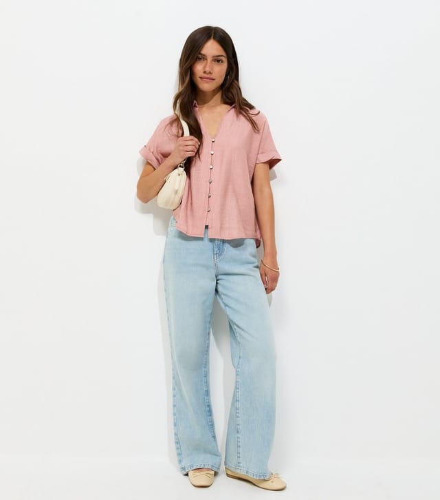 New Look Women's Petite Light Pink Short Sleeve Shirt New Look - 3