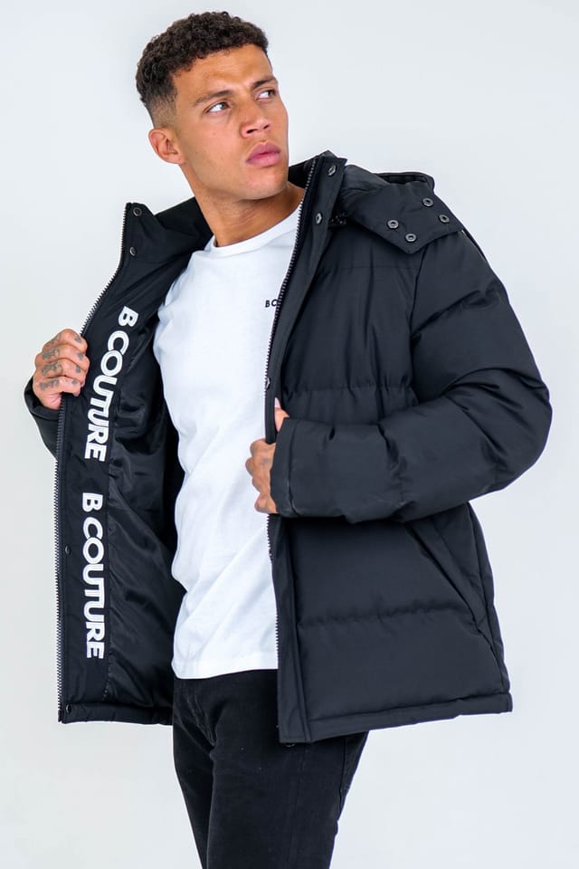 BCouture BCouture Men's Hooded Puffer Jacket in Black - 2