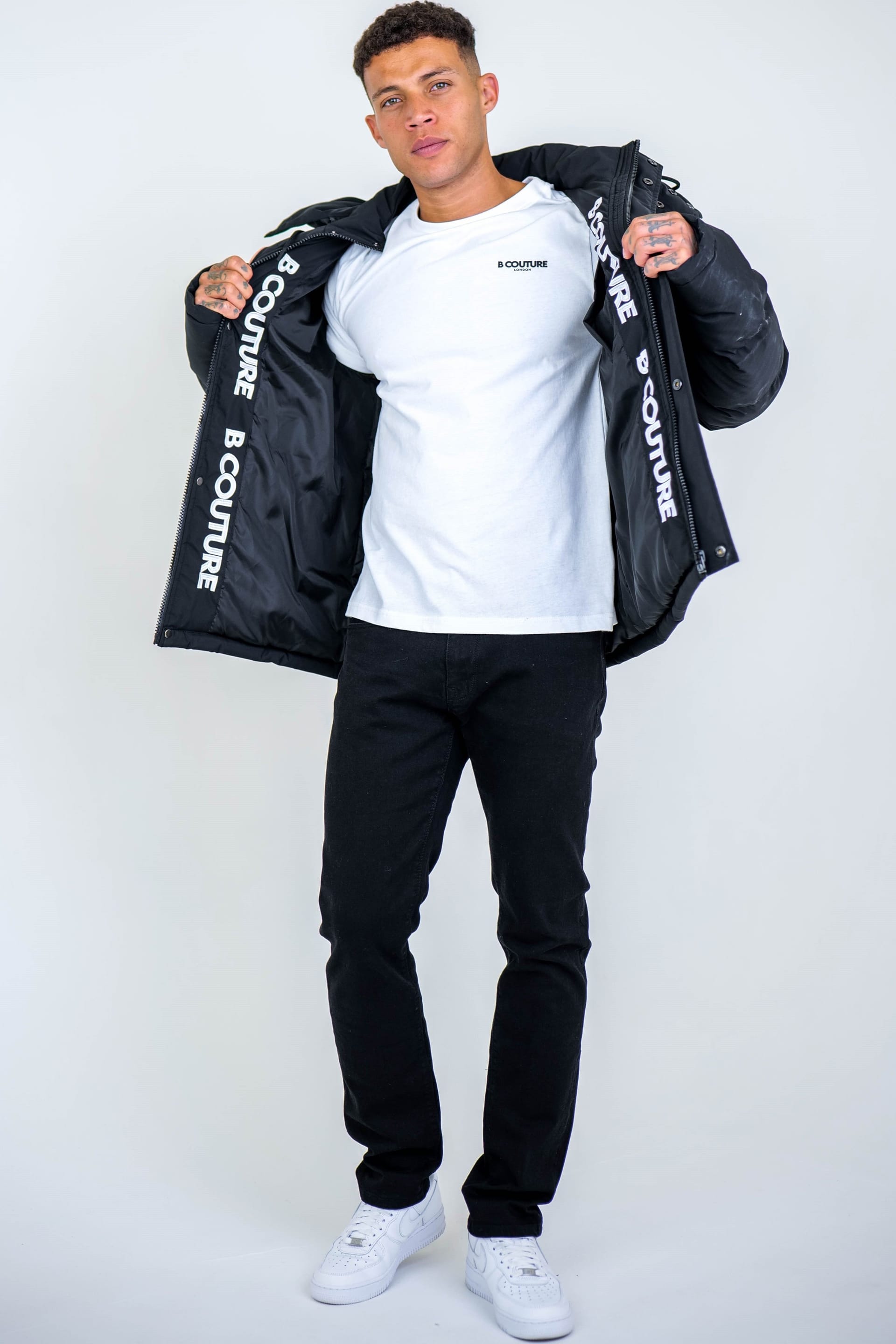 BCouture BCouture Men's Hooded Puffer Jacket in Black - 4