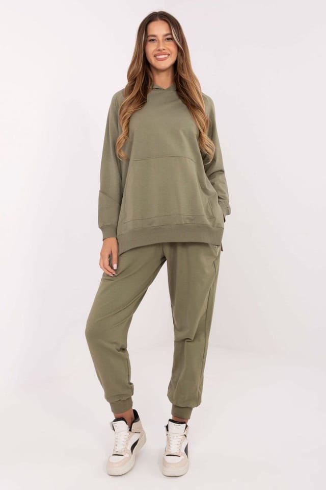 Love Lace Love Lace Women's Oversize Hooded Cotton Elastane Sweatshirt in Green - 2