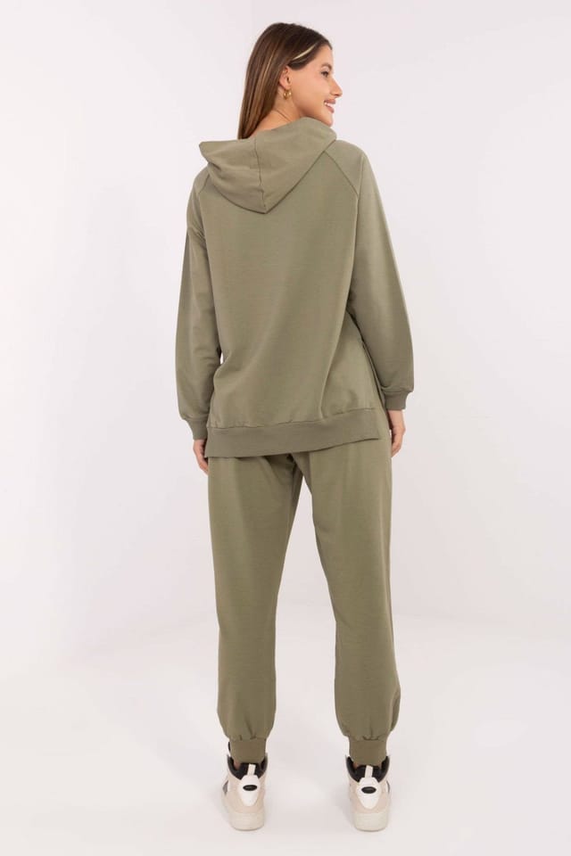 Love Lace Love Lace Women's Oversize Hooded Cotton Elastane Sweatshirt in Green - 3