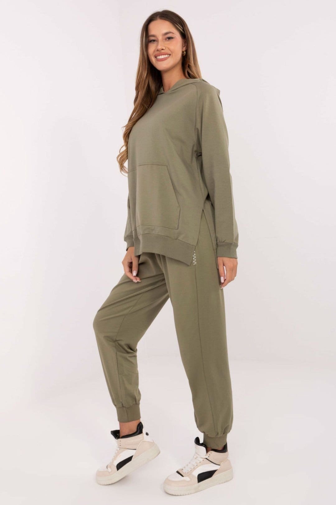 Love Lace Love Lace Women's Oversize Hooded Cotton Elastane Sweatshirt in Green - 4