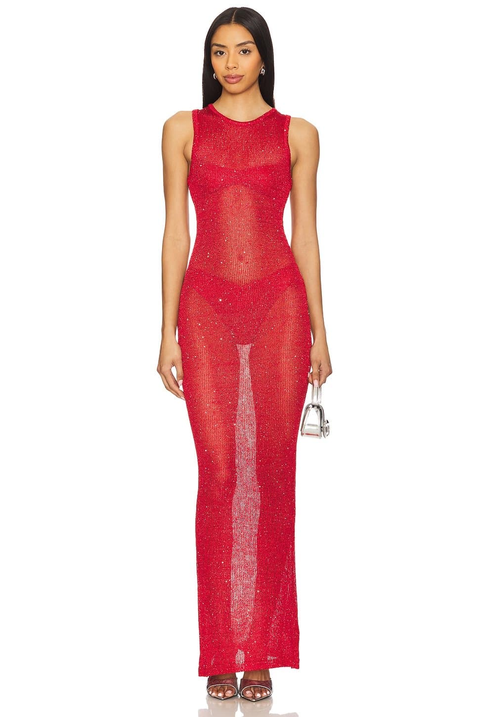 revolve Revolve Alix Fire Red Embellished Maxi Dress