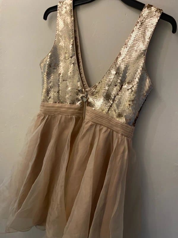 Lipsy BNWT Lipsy London Gold Sequin Prom / Party Dress - Size 14