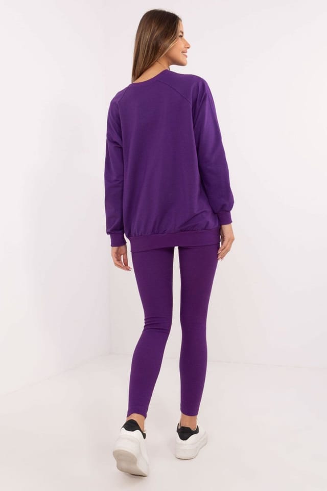 Love Lace Love Lace Women's Cotton Blend Sweatshirt & Leggings Set Style 206108 in Violet - 3
