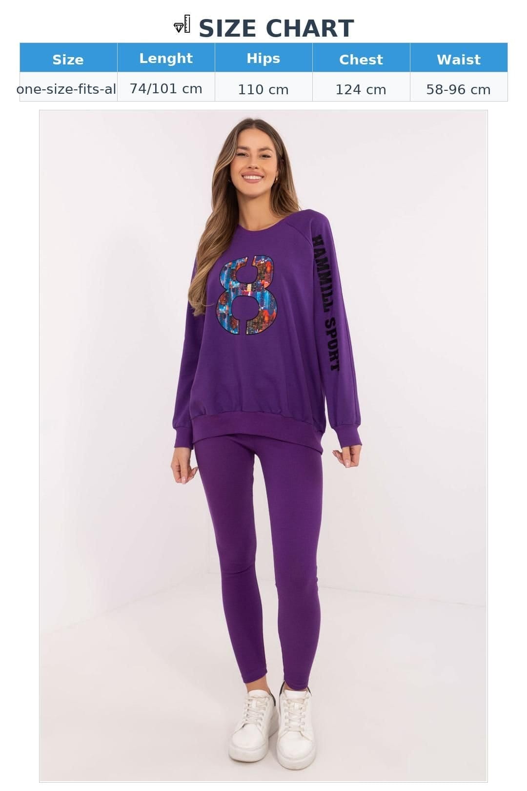 Love Lace Love Lace Women's Cotton Blend Sweatshirt & Leggings Set Style 206108 in Violet - 4