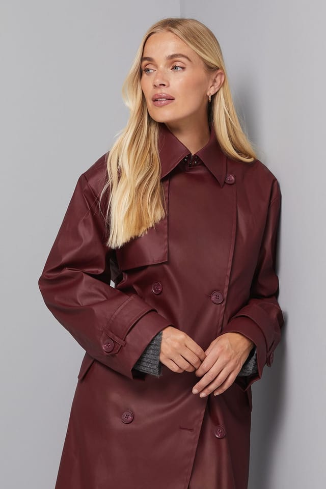 Wallis Wallis Women's Petite A Line Inverted Box Pleat Back Mac in Berry - 3