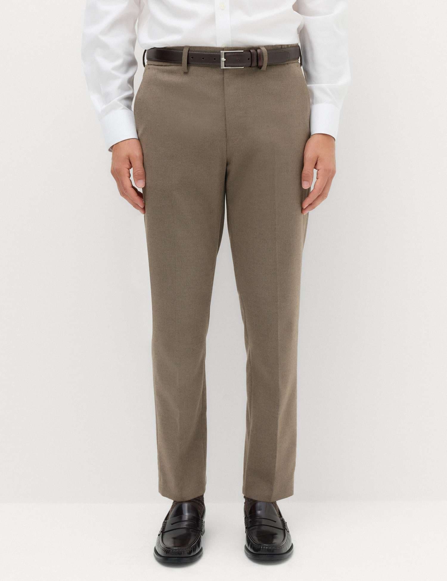 Marks & Spencer M&S Tailored Fit Flannel Smart Trousers Mole