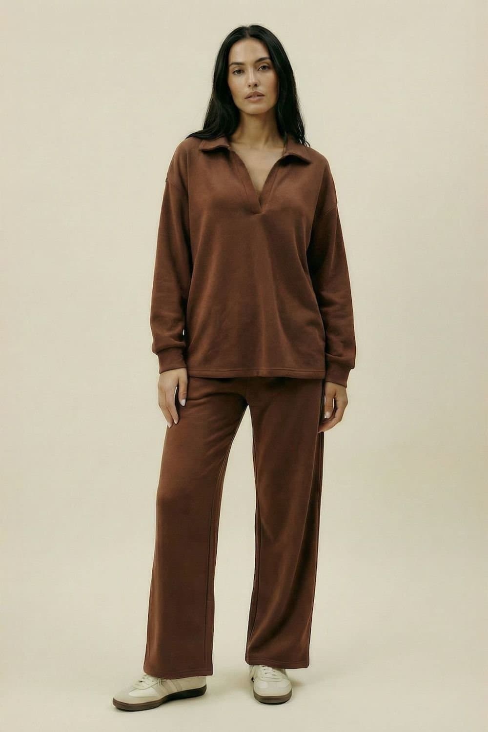 The Night Store The Night Store Chocolate Collar Lounge Trouser Set