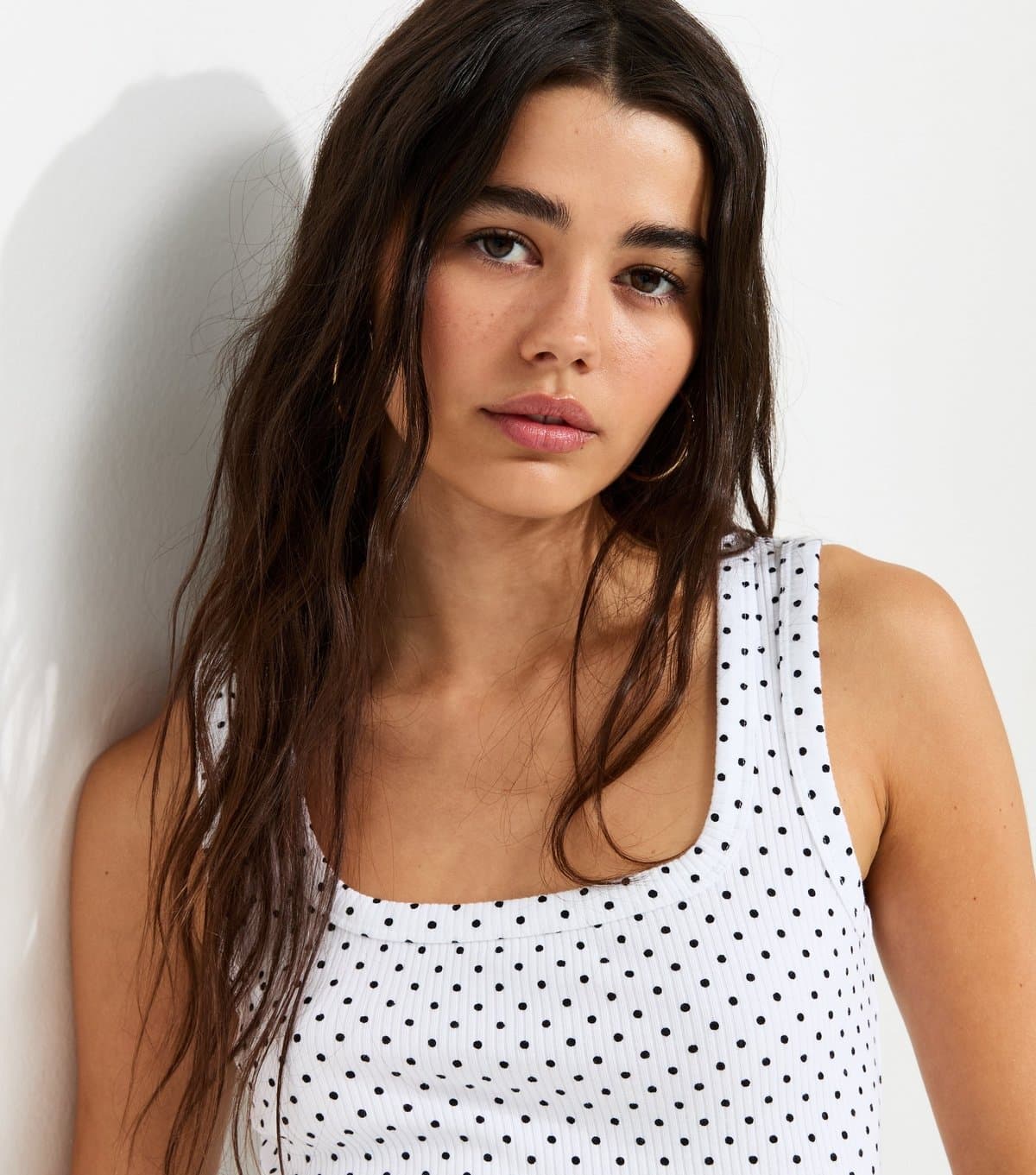 New Look New Look White Cotton Rich Spot Print Vest Top