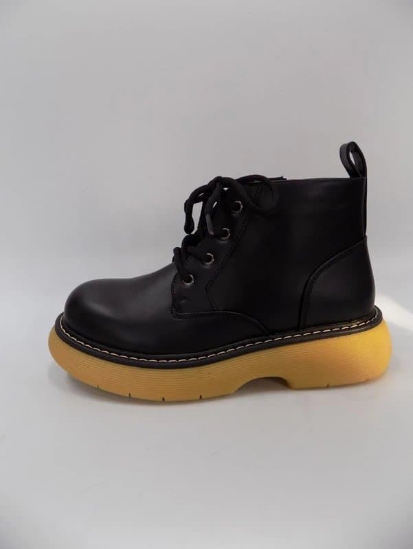 Vestante Lace Up Chunky Black Ankle Boots Womens UK 4 Platform Faux Leather Goth Combat