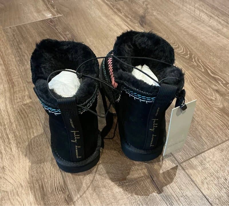 Never Fully Dressed Woman’s Never Fully Dressed Black Stitch Suede Boots - 6