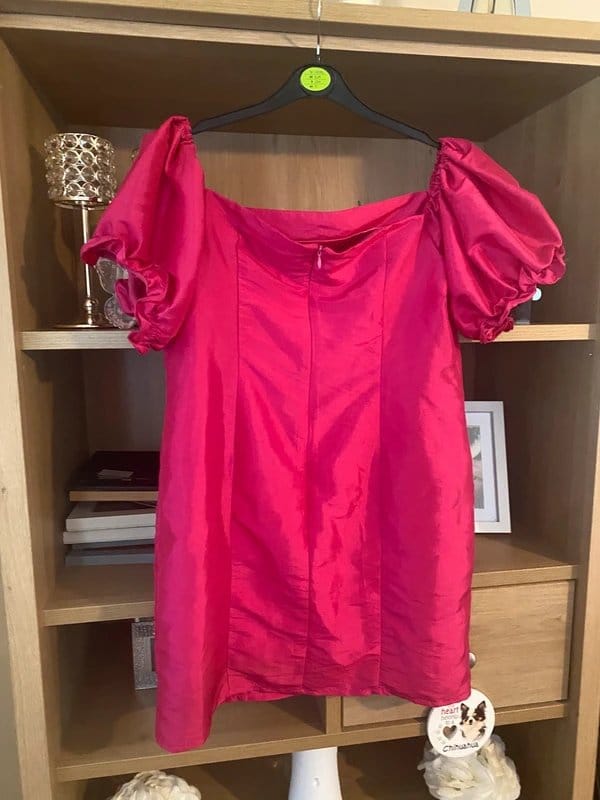 Milk It Cerise Pink Puff Sleeve Tunic Mini Dress