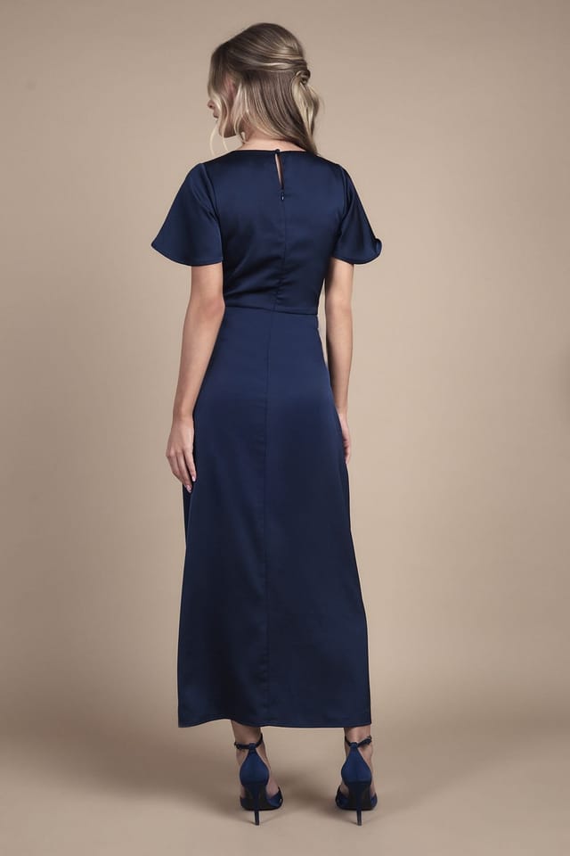 Coast Coast Women's Teen Twist Front Angel Sleeve Bridesmaid Dress in Navy - 3