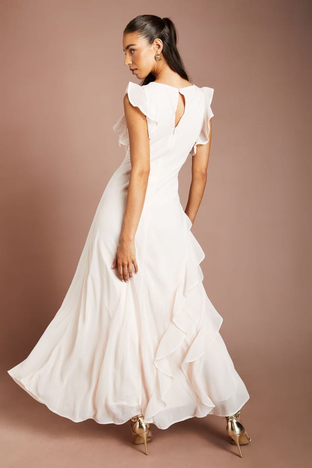 Coast Coast Women's Honoured Ruffle Georgette Maxi Bridesmaid Dress in Dusty Rose - 3