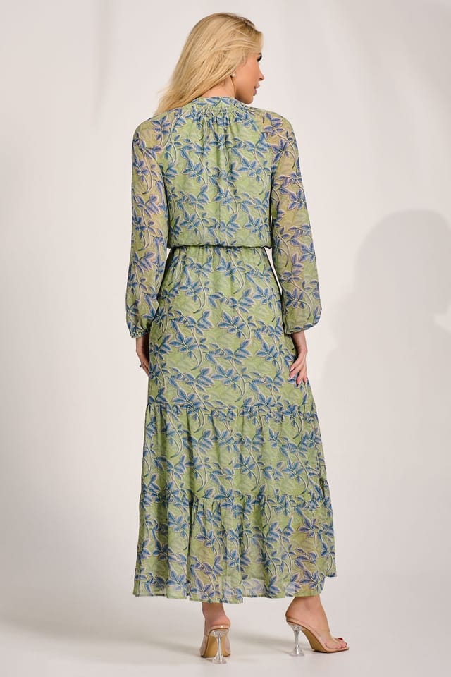 Jolie Moi Jolie Moi Women's Chiffon Long Sleeve Tiered Maxi Dress - 2