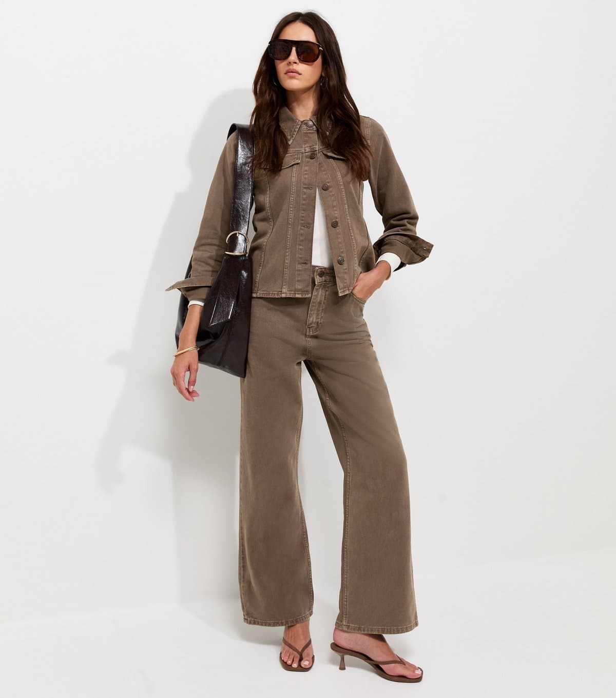 New Look Women's Mink Adalae High Waisted Wide Leg Jeans New Look