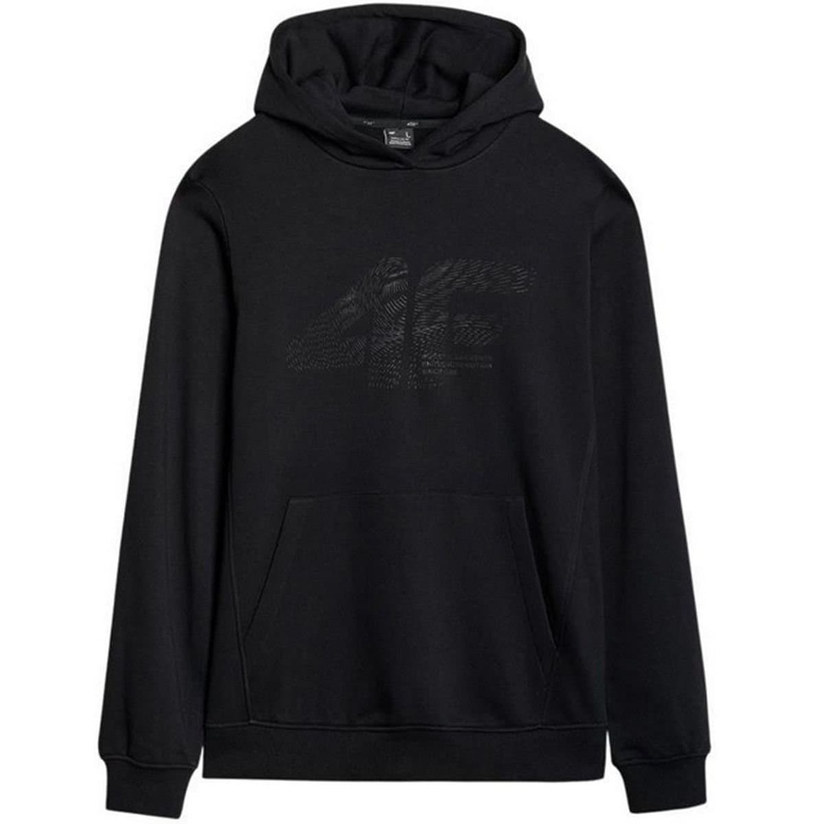4F 4F Men's M1585 Logo Hoodie in Black