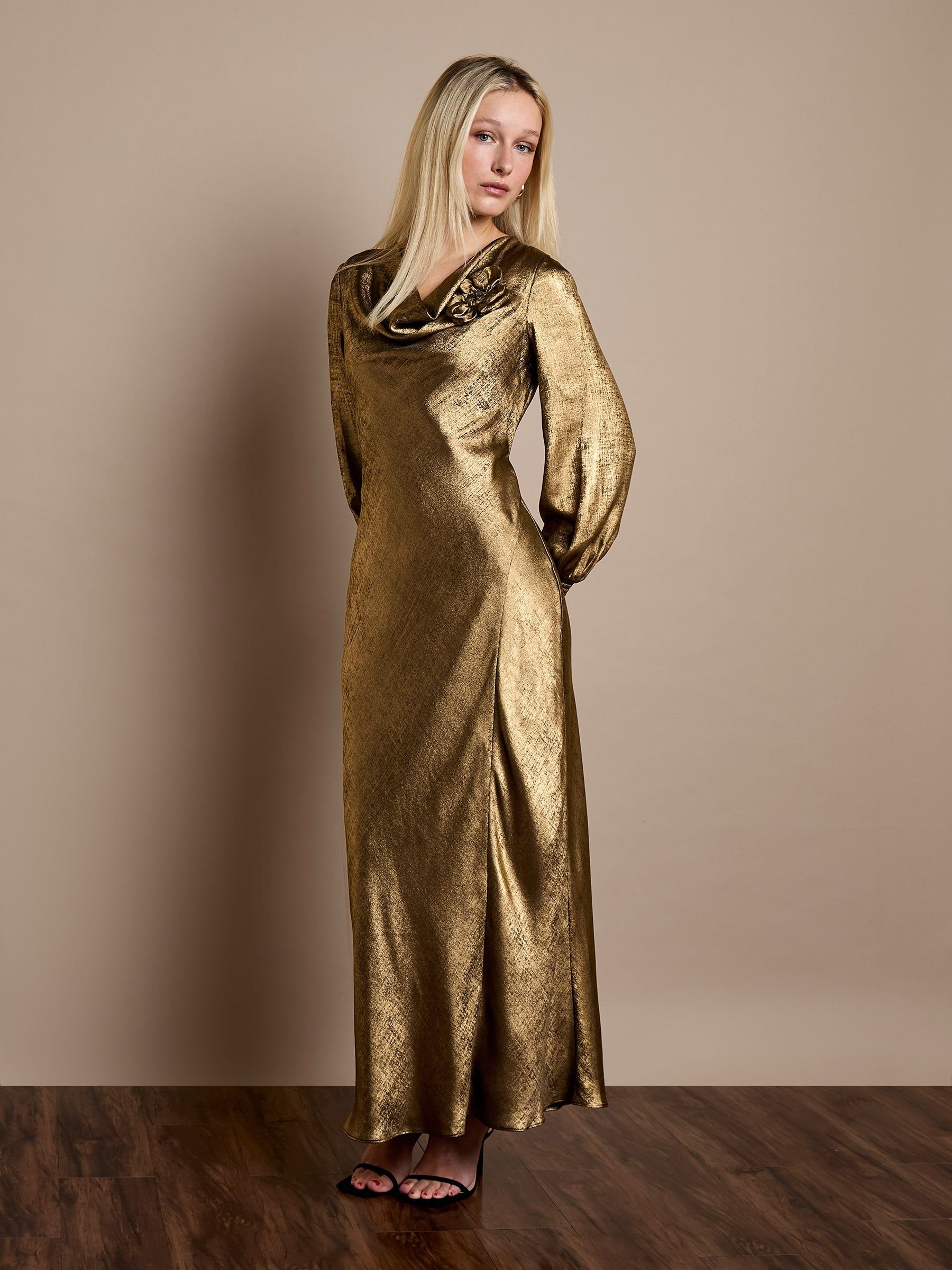 GWD by GEORGE W. DAVIES GWD by GEORGE W. DAVIES Women's GWD Juliet Gold Metallic Maxi Dress - 3