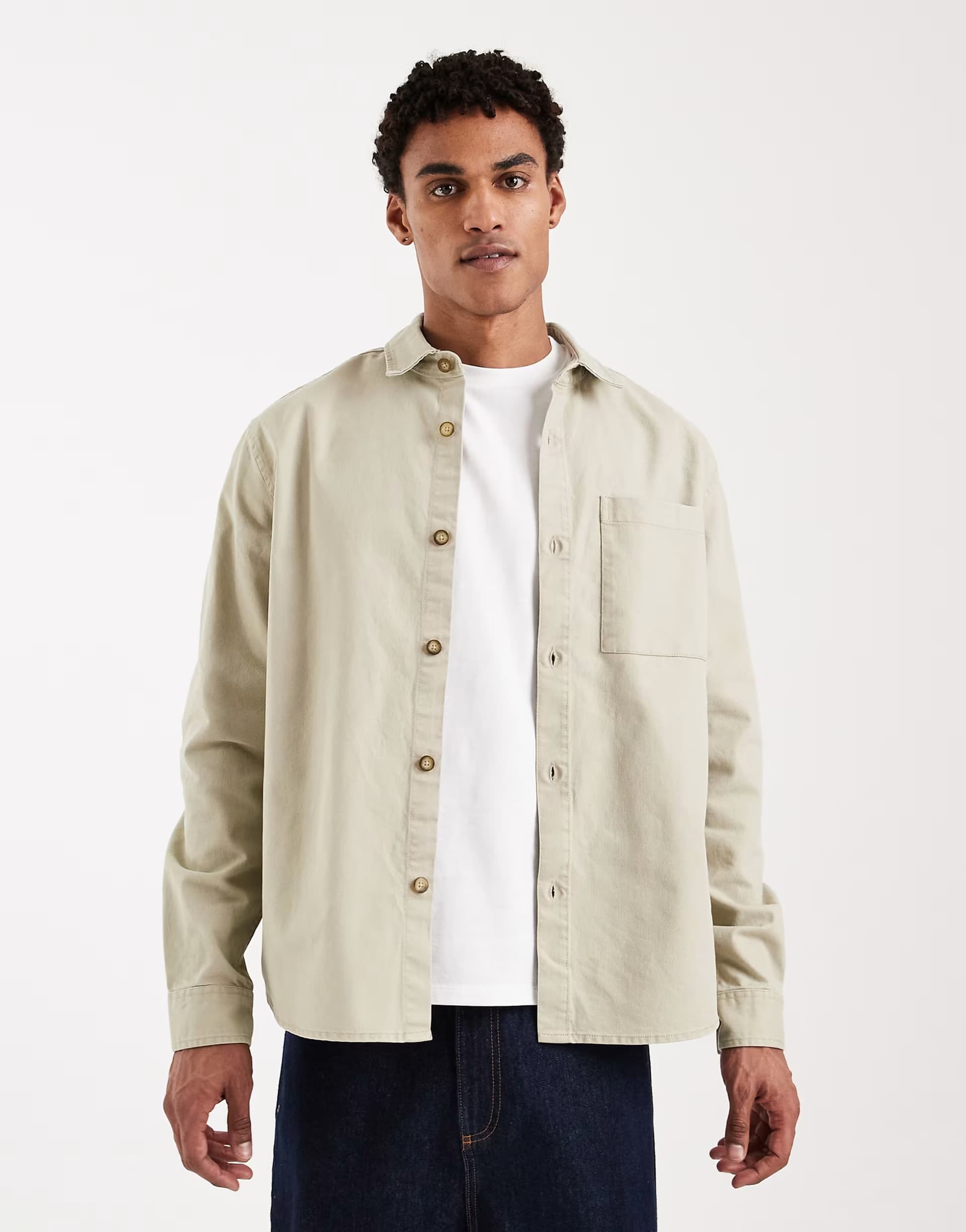 ASOS New Look oversized overshirt in khaki