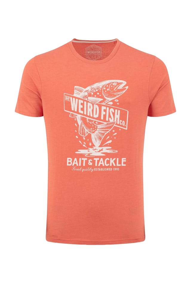 Weird Fish Weird Fish Men's Leaping Fish Front Print Graphic T-Shirt in Coral - 2