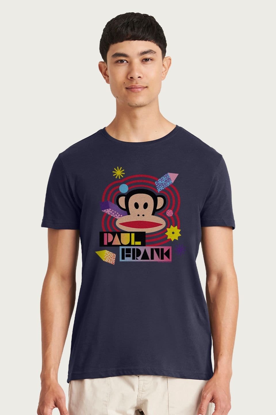 Paul Frank Paul Frank Men's Julius Psychedelic Block Art T-Shirt in Navy - 1