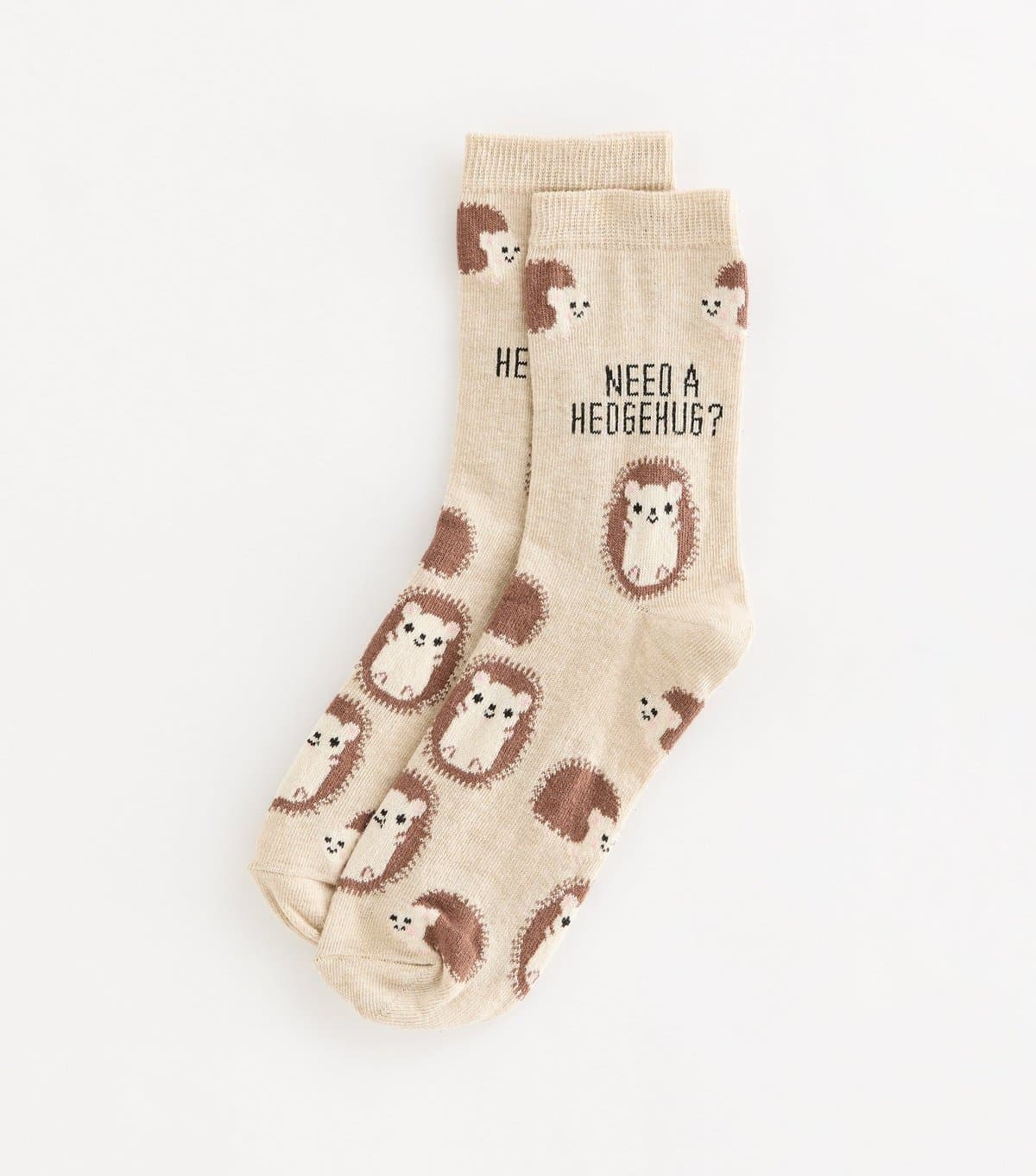New Look Stone Need A Hedgehug Patterned Ankle Socks New Look
