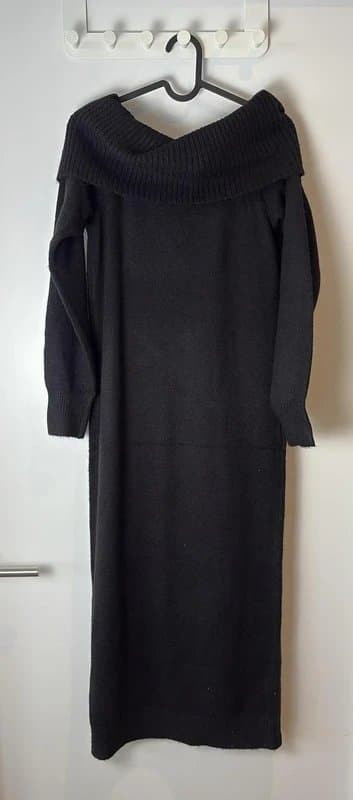 New Look New look – bardot style knitted long dress – size s – black