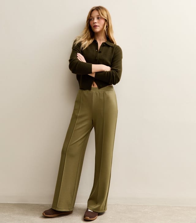New Look Women's Khaki Jersey Front Seam Joggers New Look - 2