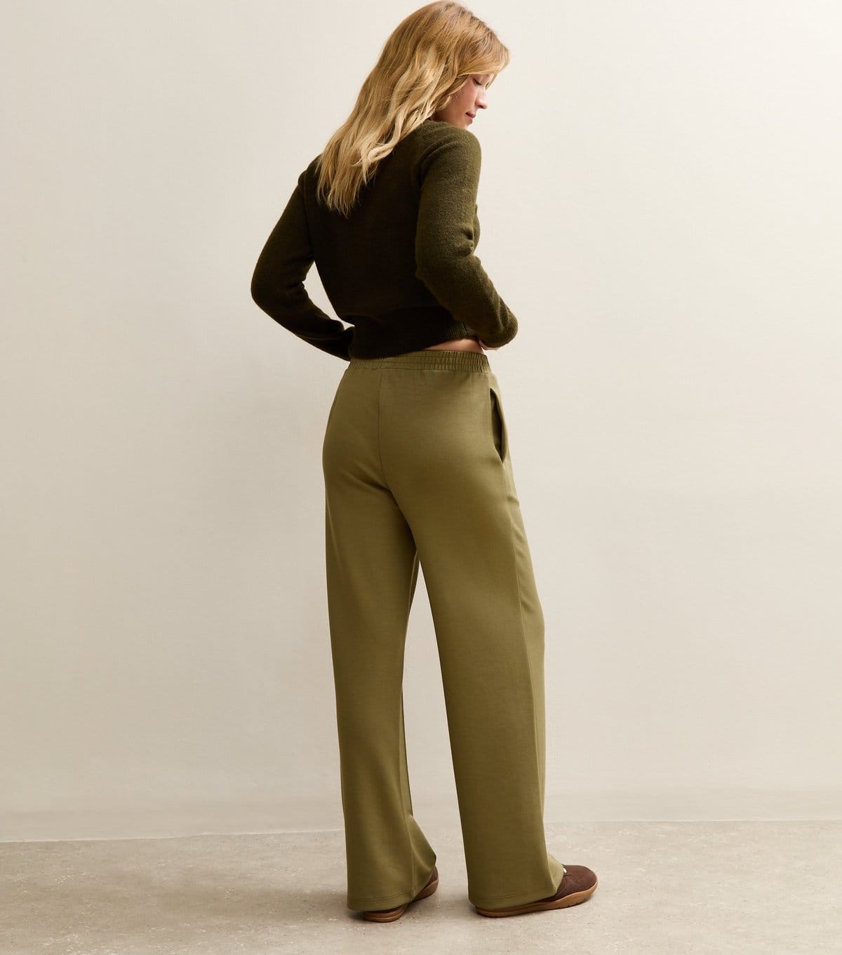 New Look Women's Khaki Jersey Front Seam Joggers New Look - 4