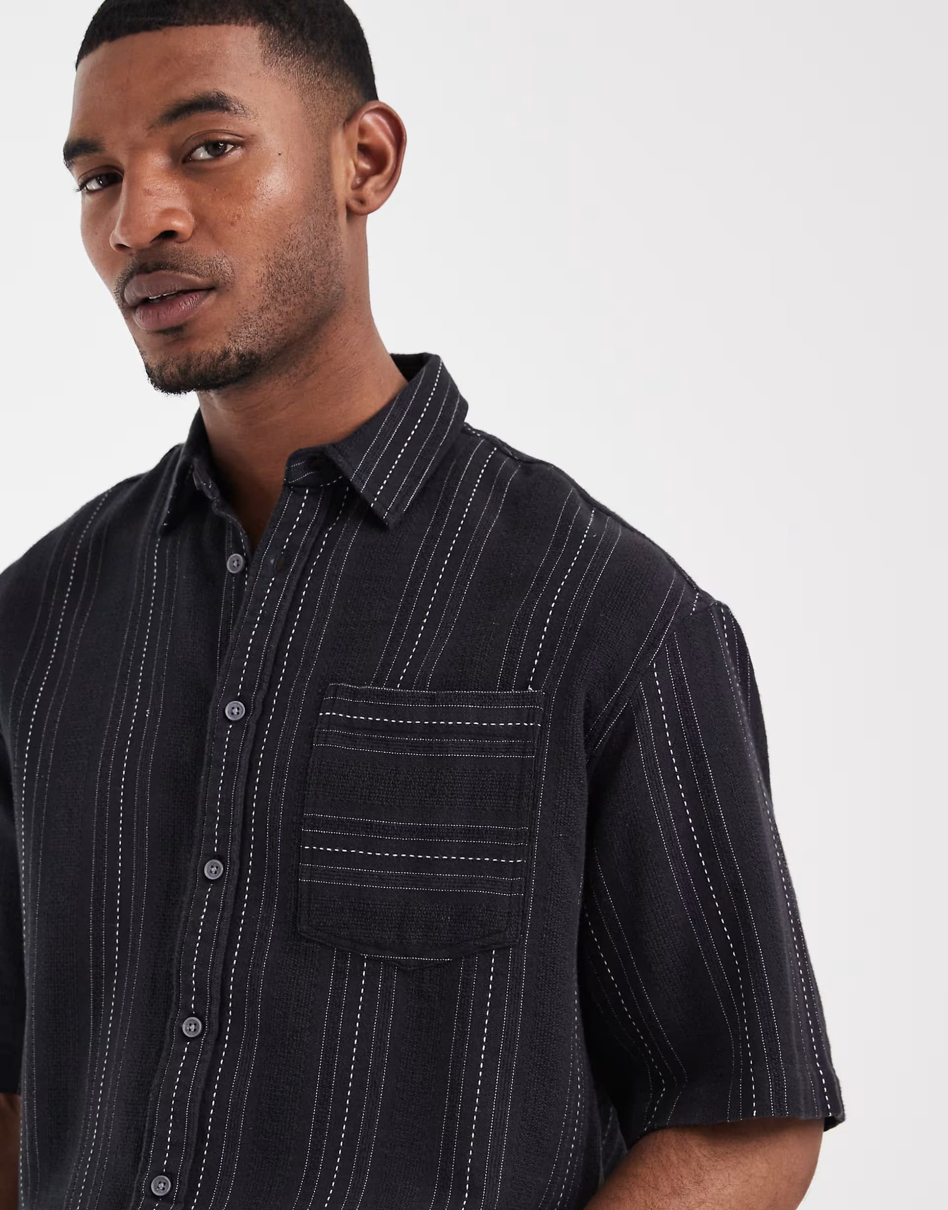 ASOS ASOS Redefined Rebel Drake Oversized Black Shirt