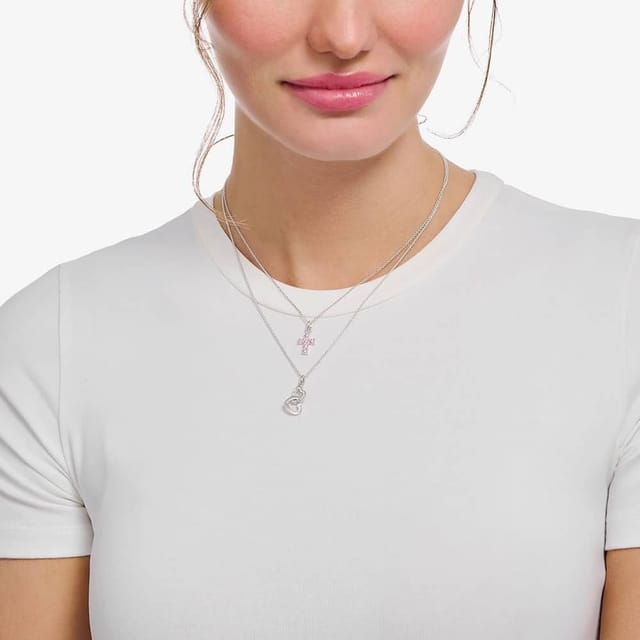 Thomas Sabo THOMAS SABO Women's Pink Cubic Zirconia Cross Necklace KE2226-051-9-L45V in Silver - 2