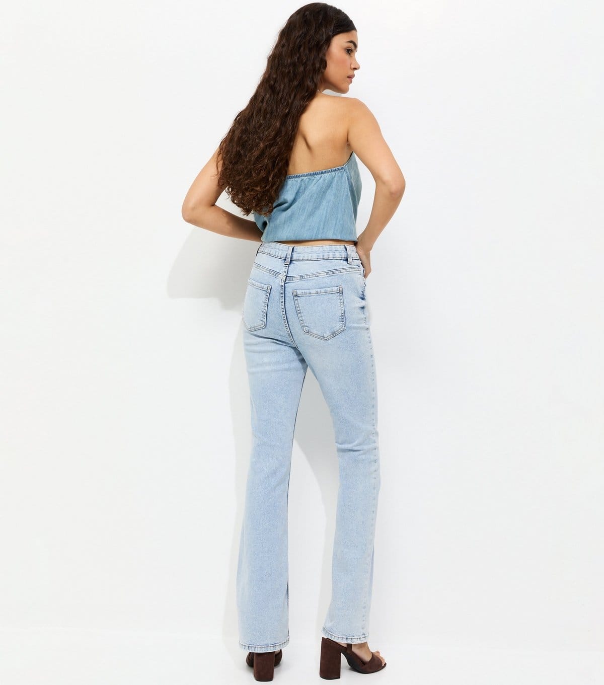 New Look Women's Pale Blue Waist Enhance Quinn Bootcut Stretch Denim Jeans New Look - 4