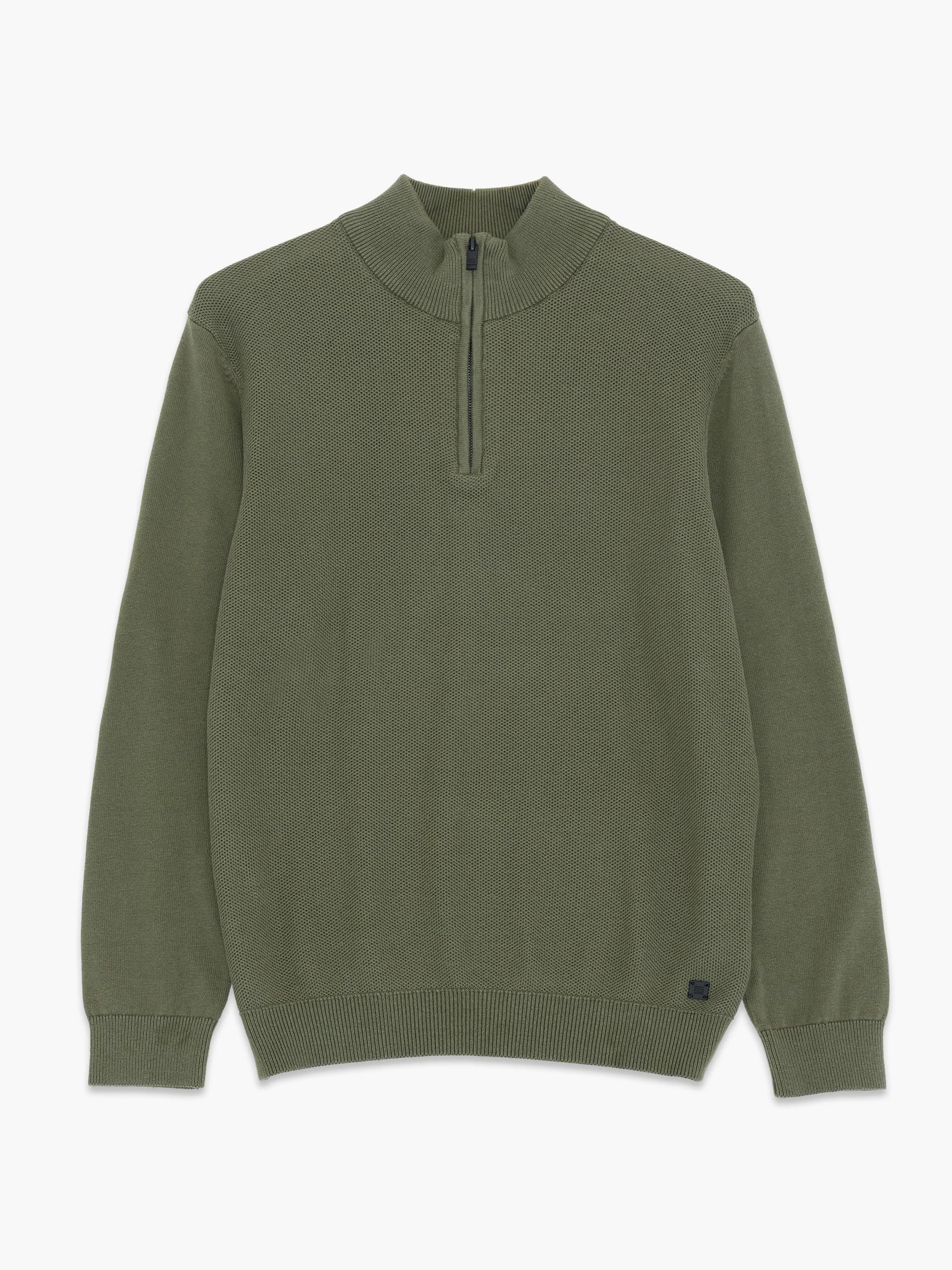 French Connection Green Half Zip Jumper Beetle Green
