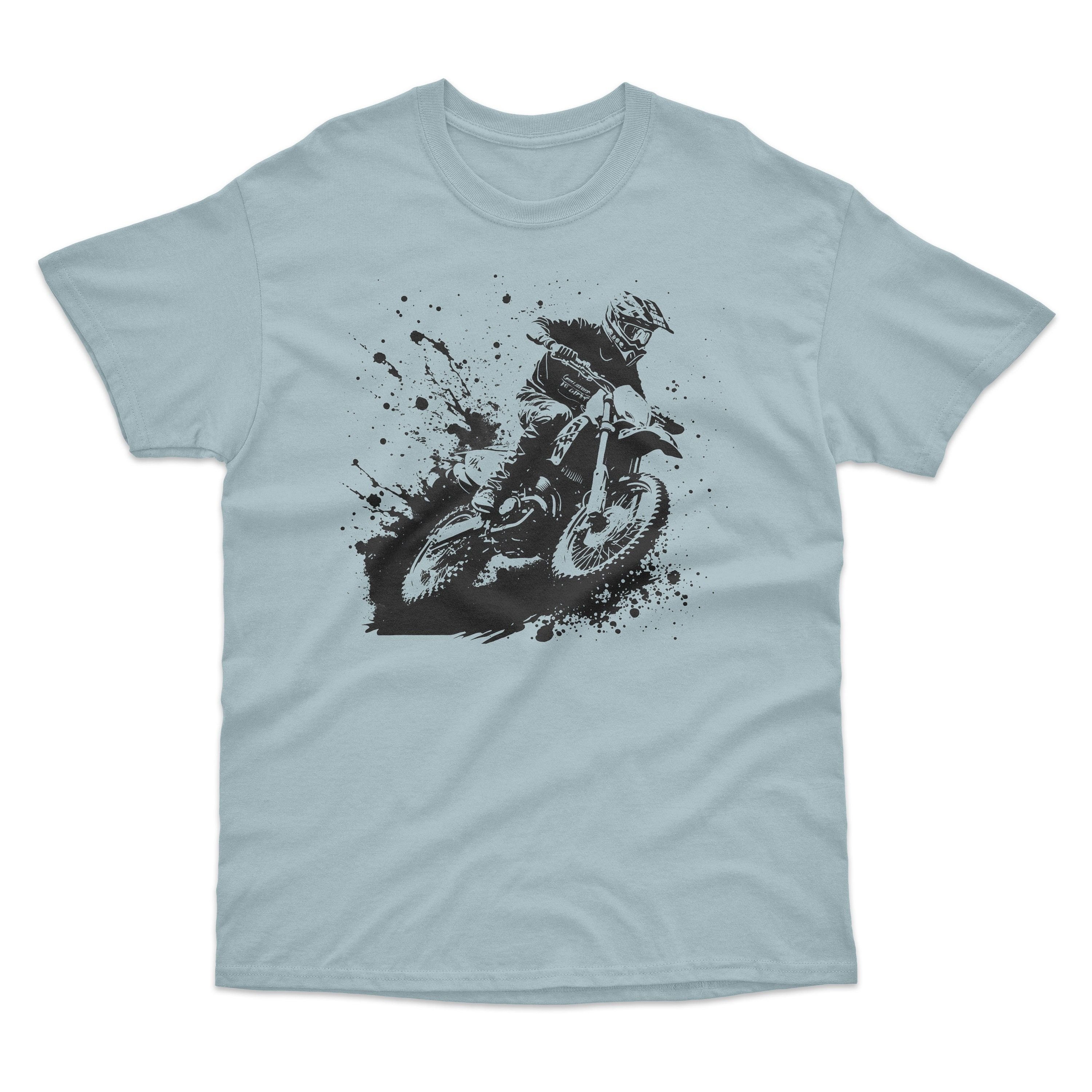 Bad Zebedee Bad Zebedee Men's Dirt Bike Rider T-Shirt in Light Blue - 1