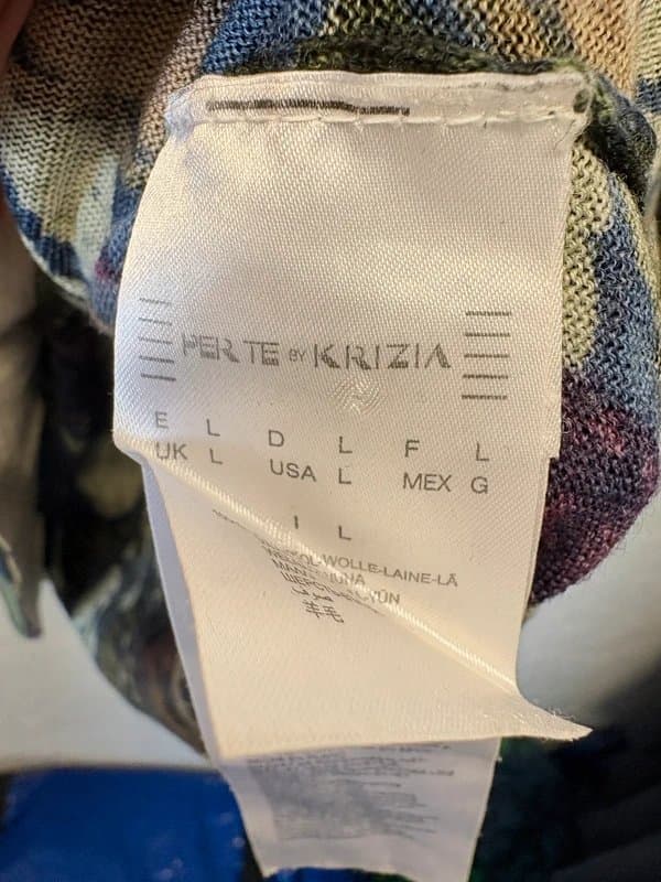 Krizia Per Te by Krizia Abstract Leaf Print Knit Top Size L UK 12 14 – SKU 1470