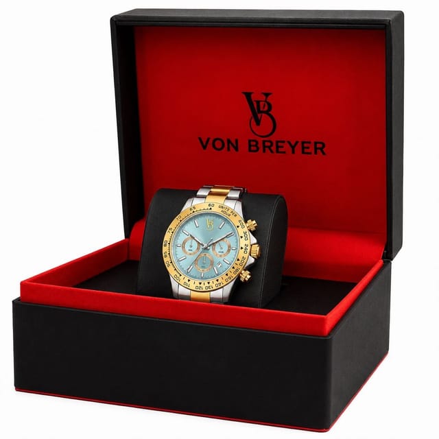 VON BREYER VON BREYER Men's Tempest 44TT Watch Swiss Quartz 2Tone Bracelet Gold Bezel in Metallic Gold - 2
