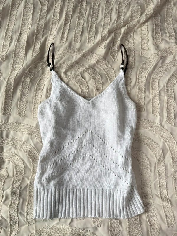 George Y2K White Crochet Knit Cami Top