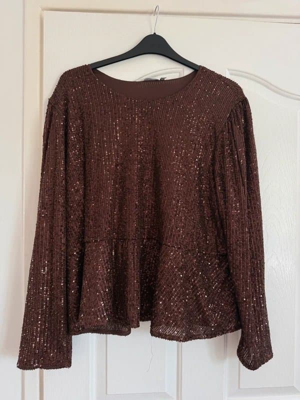 ASOS Brown Sequin Blouse ASOS